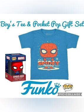 Spiderman Holiday Shirt Spidey Pocket Pop! Funko Marvel Boys XL Graphic NEW